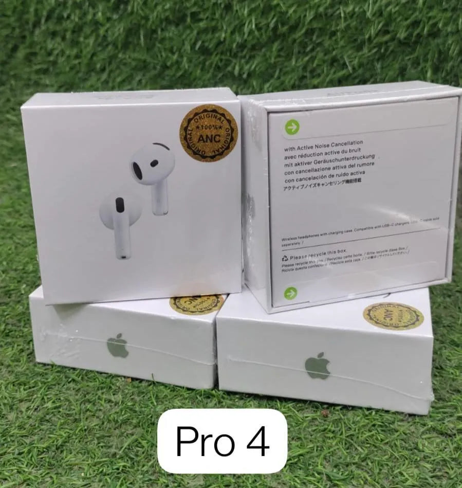Apple Airpods Pro 4 High Quality 4th Generation With Active Noise Cancellation Premium Quality || High Bass Quality || Long Battery life